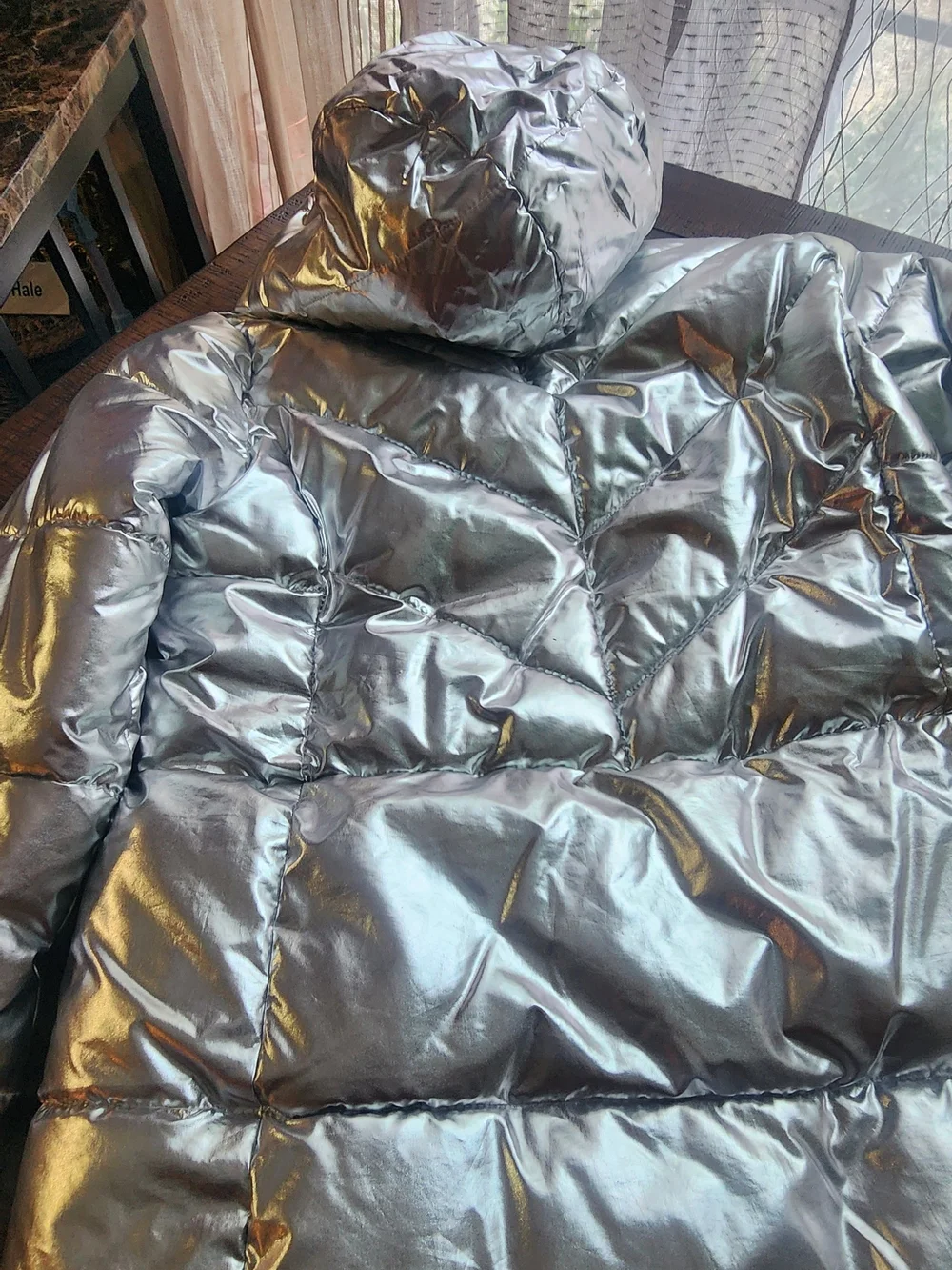 wonder nation Metallic Silver Quilted Puffer Jacket